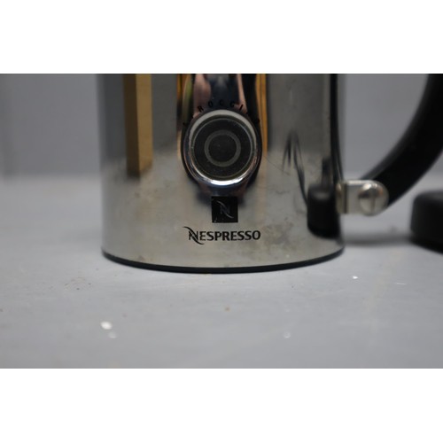 467 - Nespresso milk frother (worked when tested ) Plus two Stainless steel vacuum flask with neoprene hol... 