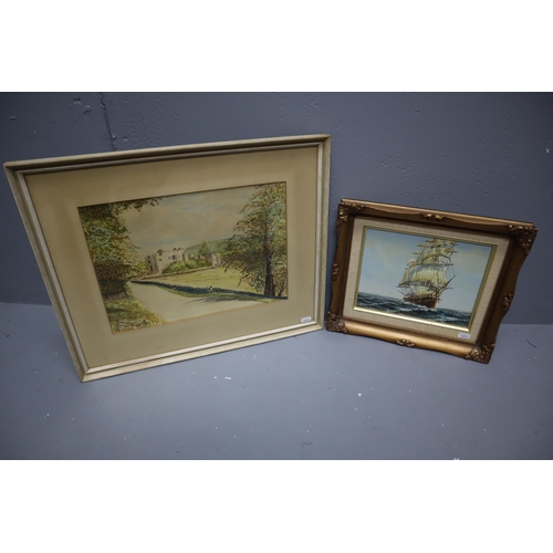 369 - C Whitfield Signed Watercolour in Framed and Glazed Mount and a Oil on Board of Nautical Scene in Gi... 