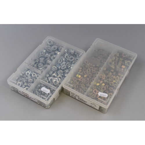 660 - Two Plastic Sectional Tubs to include contents of Steel Nuts sizes M5-M10 Fine and Various Sized Met... 