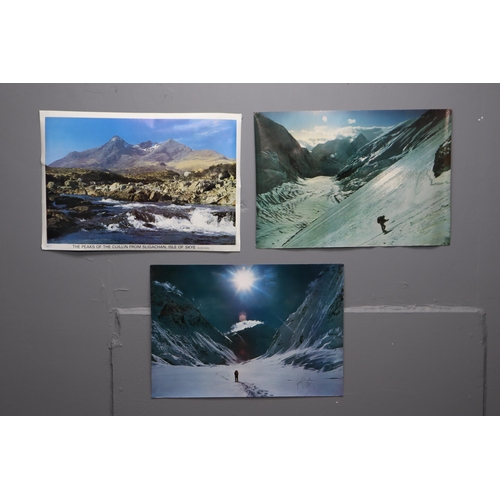 372 - Two Doug Scott Signed Prints showing the ascent of Everest and a Ian Evans Print of the Isle of Skye