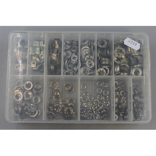 661 - Three Plastic sectional Boxes complete with Contents to include E-Retainer Metric, Flat Clips (push ... 