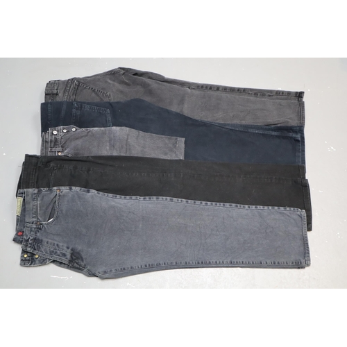 676 - Four pairs of mens straight leg jeans waist 34