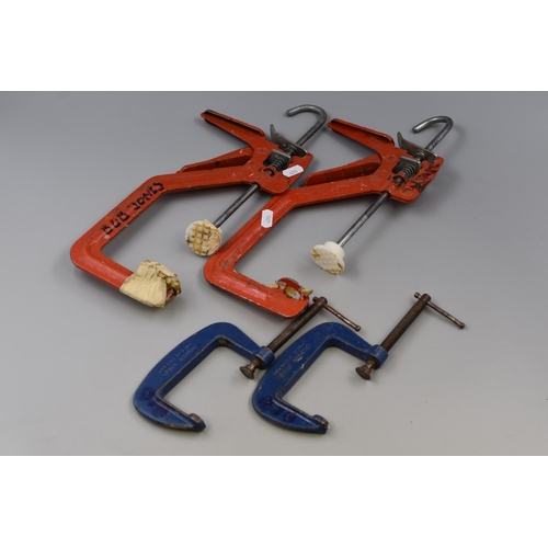 679 - A Selection of Four Clamps To Include Two Record 199 Clamps and Two Solo Clamps