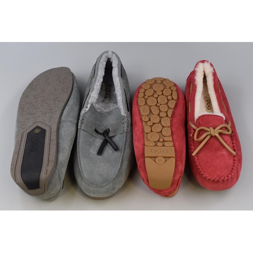 680 - Two Pairs of Ugg Ozwear Moccasins, Mens and Ladies. Size 7 and 11. Appear Unused