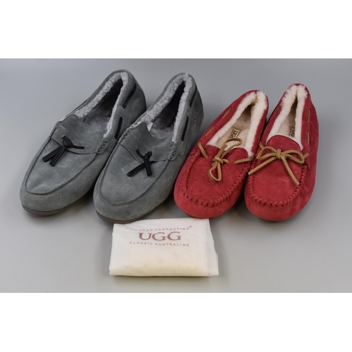 680 - Two Pairs of Ugg Ozwear Moccasins, Mens and Ladies. Size 7 and 11. Appear Unused