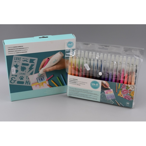 396 - A We R Marker Airbrush Kit, With 36 Piece Compatible Marker Set. Working When Tested