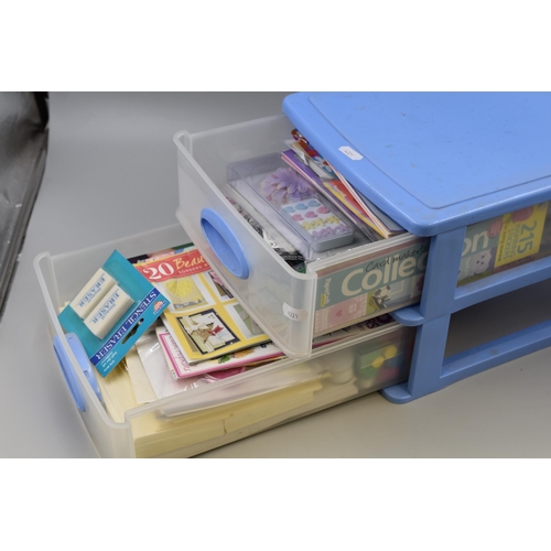 403 - A Two Drawer Plastic Organiser, With a Selection of Crafting Items. To Include Stickers, Pipe Cleane... 