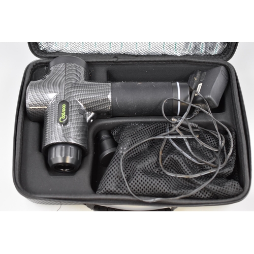 406 - Cased Cotsoco Rechargeable Cordless massager complete with attachments, and Charge lead