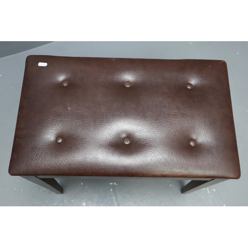 584 - Mid century Piano Stool with Storage Covered in Brown Faux Leather Material 24