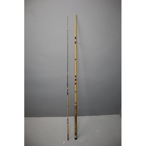 697 - Three Fishing Rods (Two Three Piece Course, And Two Piece Bamboo Feeder) With Fishing Umbrella, Two ... 