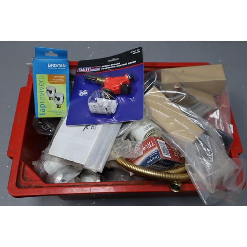 487 - Selection of electrical and plumbing items to include, insulation tape, dimmer switches, various cab... 