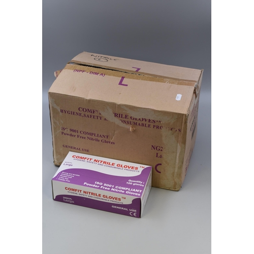 488 - Ten boxes of 100 each (1000 in total) Comfit latex and powder free Nitrile glove size Large