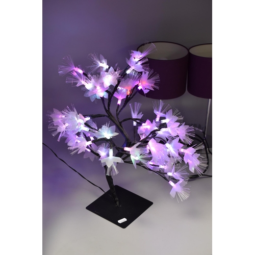 703 - Pair of Chrome Bedside Lamps and a Electronic Multifucytional Illuminated Bonzai Style Lamp