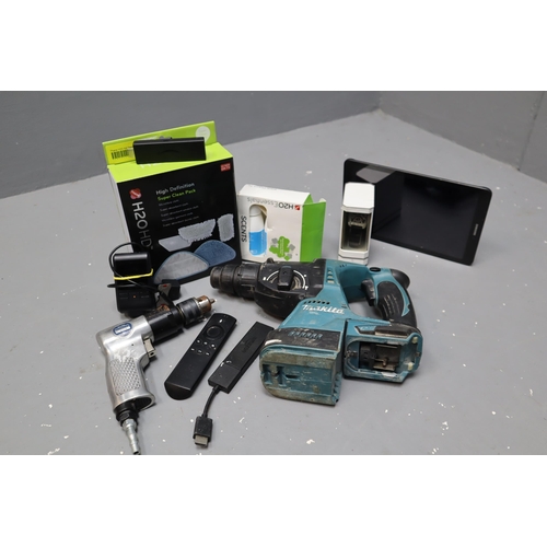 747 - Mixed Lot to include Samsung SM-T560 Tablet, Boxed H20 Steam Mop Pads and Detergents, Makita Drill B... 