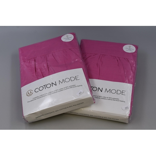 717 - Pair of New, Pink Four FT Fitted Valance Sheet ( 122 x 190 cm ) By Coton Mode