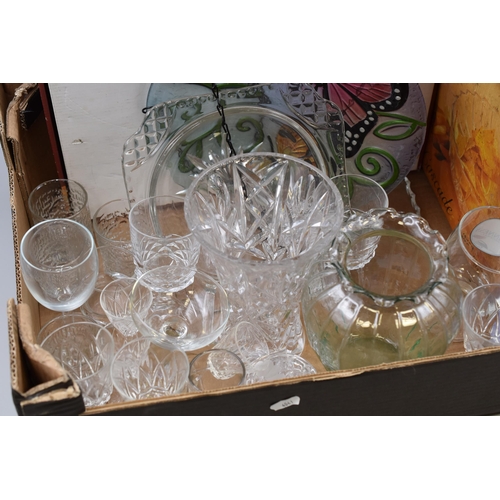 753 - Mixed Lot of Glassware Including Cut-Glass Vase, Cascade, Chip 'n' Dip Bowl and More