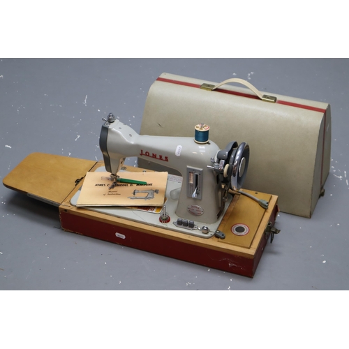 754 - Vintage Hand Cranked German Sewing Machine and a Jones Electric Sewing Machine (No Lead) both in Cas... 