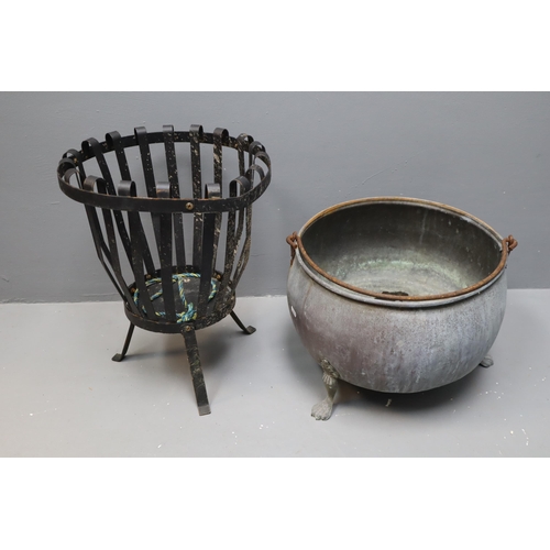 603 - Vintage Galvanised Cauldron (16