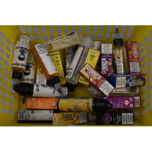 725 - A Selection of Vape Liquid, Most Unused. Includes Berry Tart, Strawberry Lemonade, Blackberry Crumbl... 