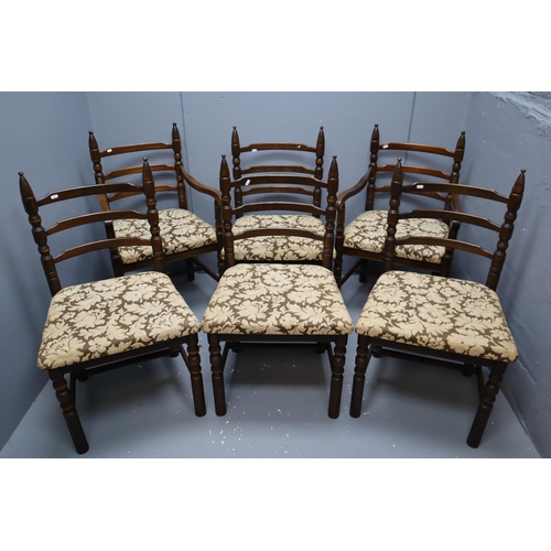 494 - Set of Six Vintage Younger Toledo Oak ladder Back Dining Chairs to include Two carvers all nicely Up... 