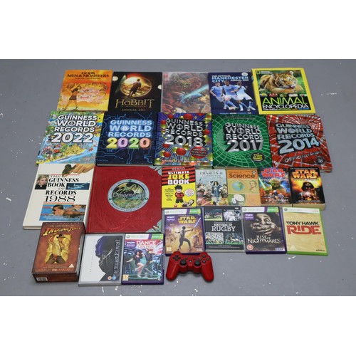 783 - Six Guinness Book of Records Annuals, Dragonology, XBox 360 Games, Indiana Jones Box Set and More