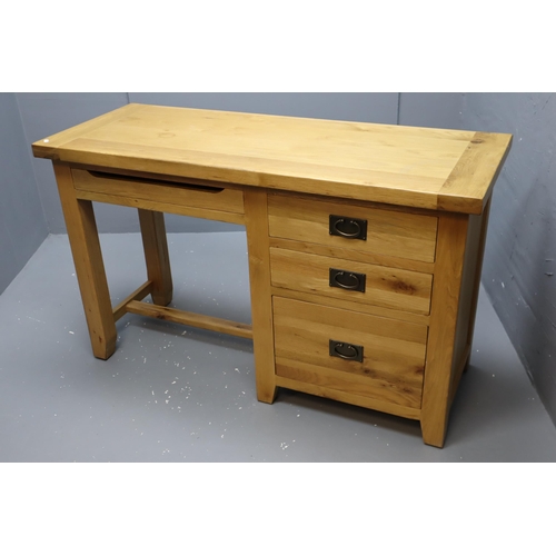 617 - Solid Canterbury Oak Single Four drawer Desk Unit Dressed with Cast Bronze Effect Drop Down Handles ... 