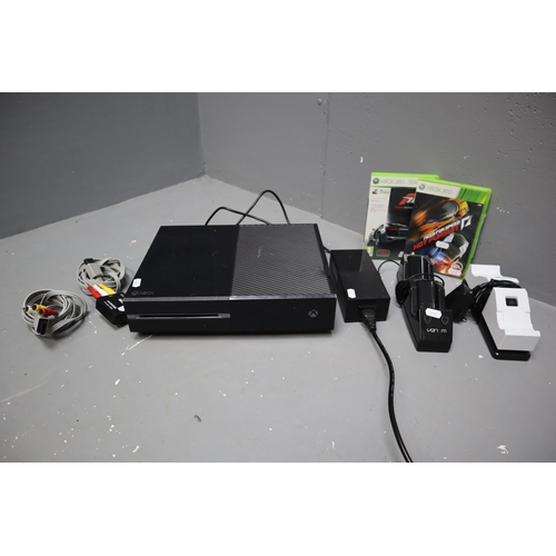 501 - Xbox Console with Two Games, Control Docks and Cables (Powers on a/f Untested)