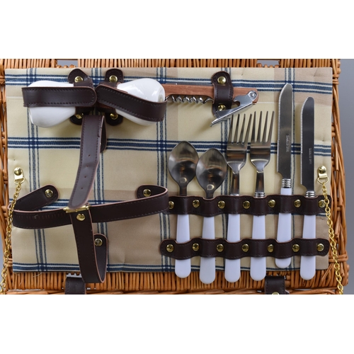 734 - Rattan Hamper Basket With Selection of 'Twinings' Tea Set Items to Include Porcelain Tea For One Set... 