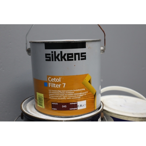 803 - Selection of Open Tubs of Paint, Patio Seal, Wood Stain, Concrete Protector and Gloss