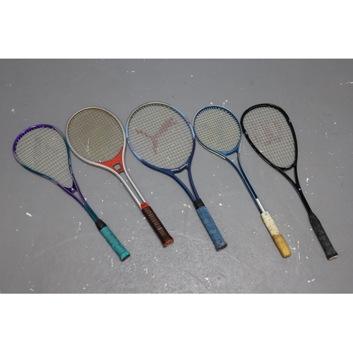 517 - Mixed Selection of 5 Tennis/Squash Rackets