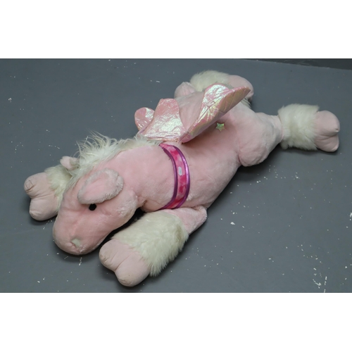 525 - Large Commonwealth 2005 pink pegasus plush toy, approx 37