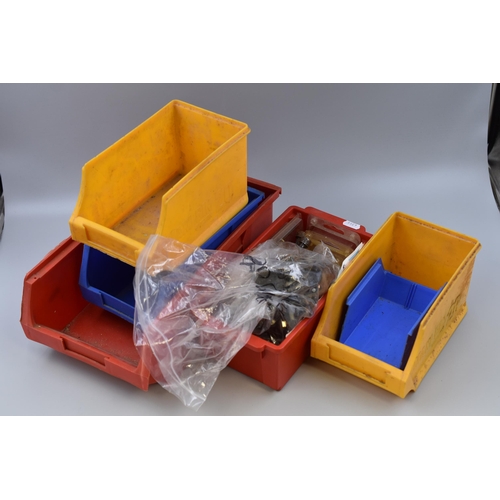 Collection of Six Plastic Storage trays, one with mixed contents