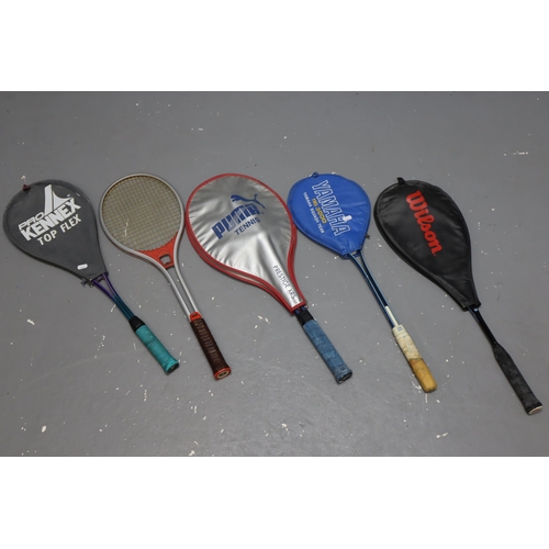 Mixed Selection of 5 Tennis/Squash Rackets