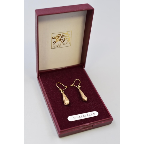 2 - Pair of 9ct Gold Drop Earrings, Complete in Presentation Box