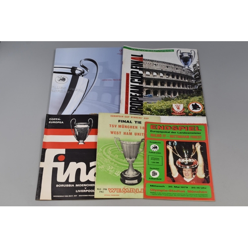 Collection Of Four European Cup Final Programmes To Include, Borussia Monchengladbach v Liverpool 1977, Malmo v Nottingham Forest 1979, Liverpool v AS Roma 1984, Barcelona v Manchester Utd 2009 and European Cup Winners Cup Final TSV Munchen ( Munich) 1860 v West Ham Utd 1965,
