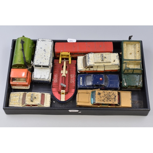 494 - Collection Of Vintage Playworn Die-Cast Metal Model Vehicles To Include Dinky Johnston Road Sweeper,... 