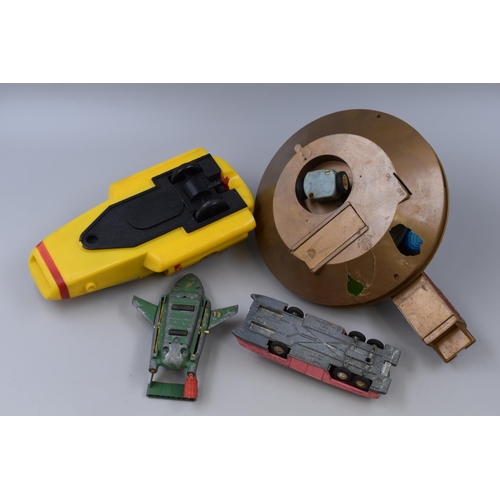 517 - Collection Of Playworn Vintage Thunderbirds Vehicles to Include Thunderbird 5, ( Plastic ) Thunderbi... 