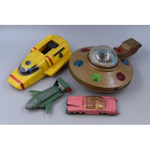 517 - Collection Of Playworn Vintage Thunderbirds Vehicles to Include Thunderbird 5, ( Plastic ) Thunderbi... 