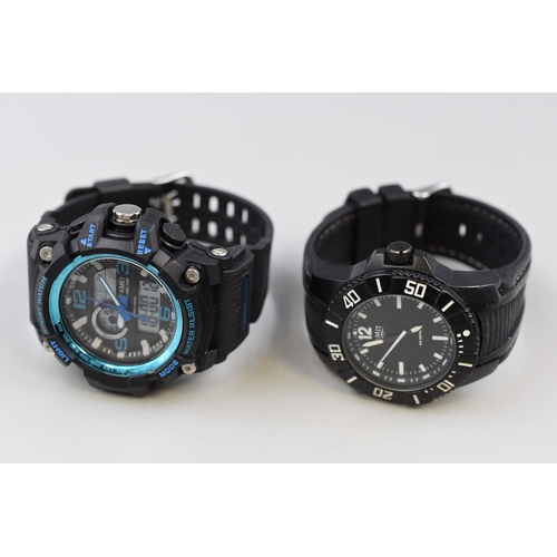 Two Rubberised Strap Diver Style Watches, Working. Limit and Skmei
