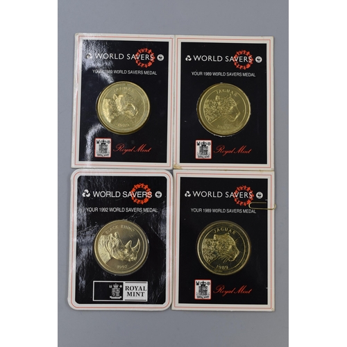 Four Royal Mint World Savers Medals in Original Packaging. x3 1989 and x1 1992