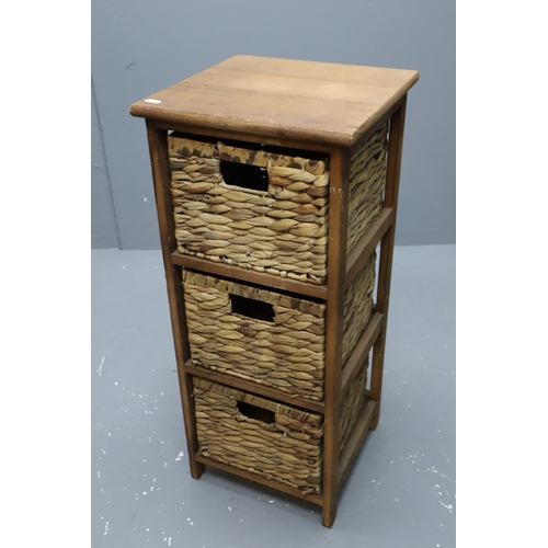 571 - Three Drawer Bamboo Solid Wooden Frame Side Unit Approx 30