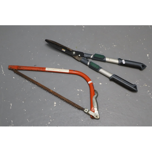 617 - Two Garden Maintenance Items to include Parkside Extendable Hedge Shears and a Bow Saw