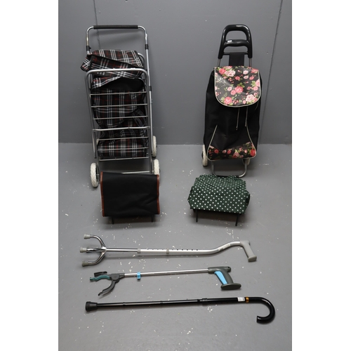 630 - Mixed Lot includes Designer Four Wheel Shopping Trolley by Annuci with Adjustable Handle, a Lightwei... 