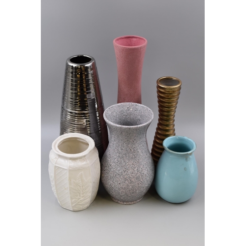 Six Vases, Various Designs af (Tallest 14")