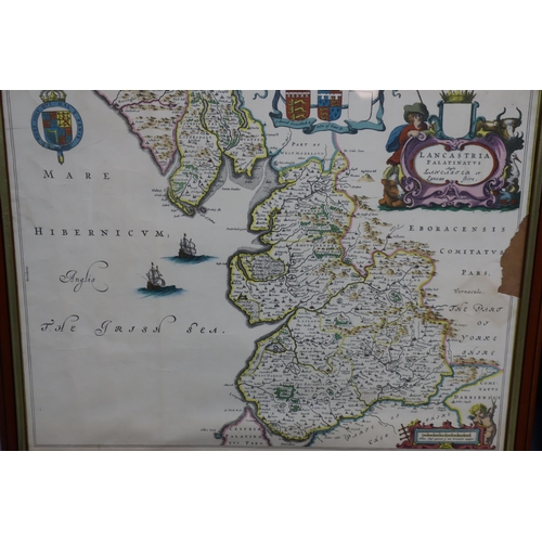 725 - S L Crawford The Three Kings, Yorkshire and Lancashire Map's and a Military scene on Wooden Board (L... 