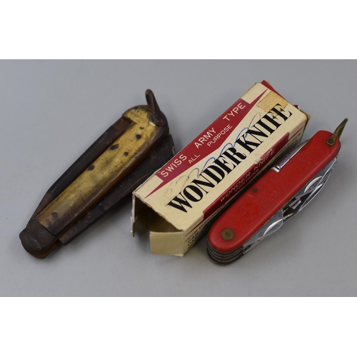 265 - Two Vintage Pocket Knives to include a Jack Knife and Boxed Swiss Army Type Wonder Knife