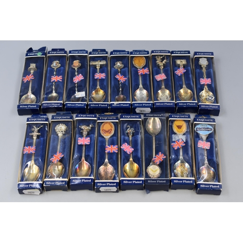 Seventeen Cased Exquisite Silver Plated Collectors Spoons