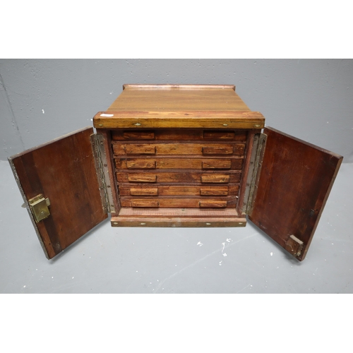 359 - Vintage Coin Collectors Cabinet with Lined Drawers, with Key (13” x 12” x 10”)