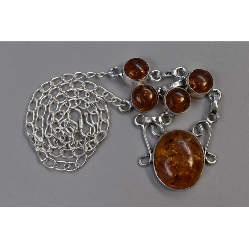 66 - Baltic Amber Silver 925 Necklace. Complete in Presentation Box