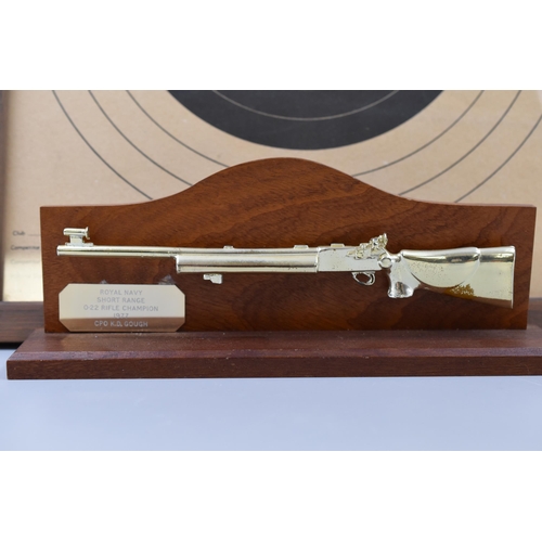 367 - Royal Navy Short Range Rifle Trophy and a Original British N.S.R.A. (1966) Target